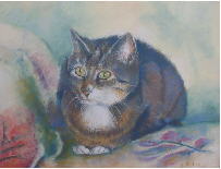 dessin au pastel chat