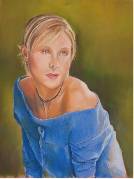 portrait actrice au pastel