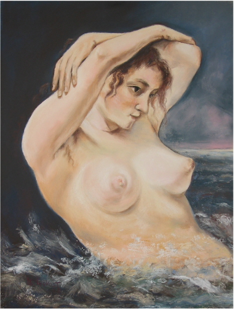 bain femme nue au pastel