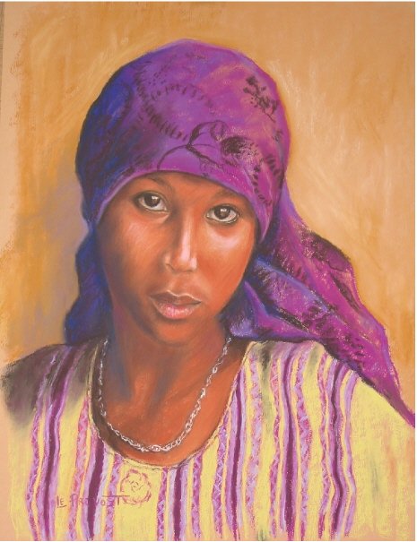 portrait africaine au pastel