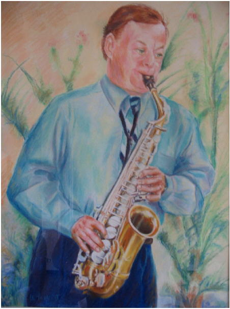 portrait musicien au pastel